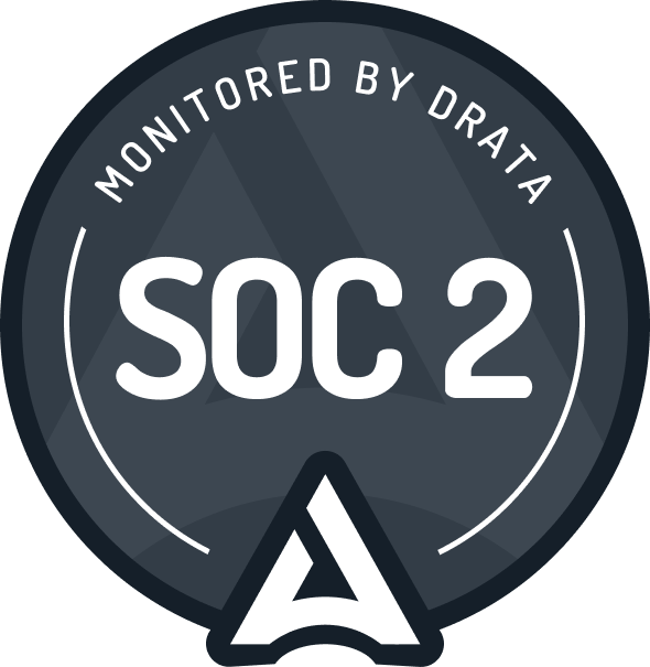 Logo for SOC2 monitored by Drata